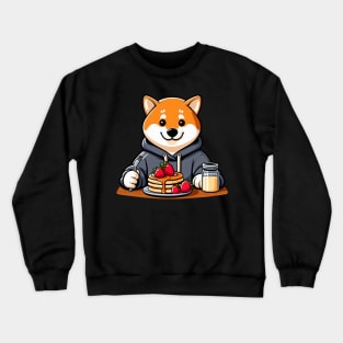 Shiba Inu Loves Strawberry Pancakes Crewneck Sweatshirt